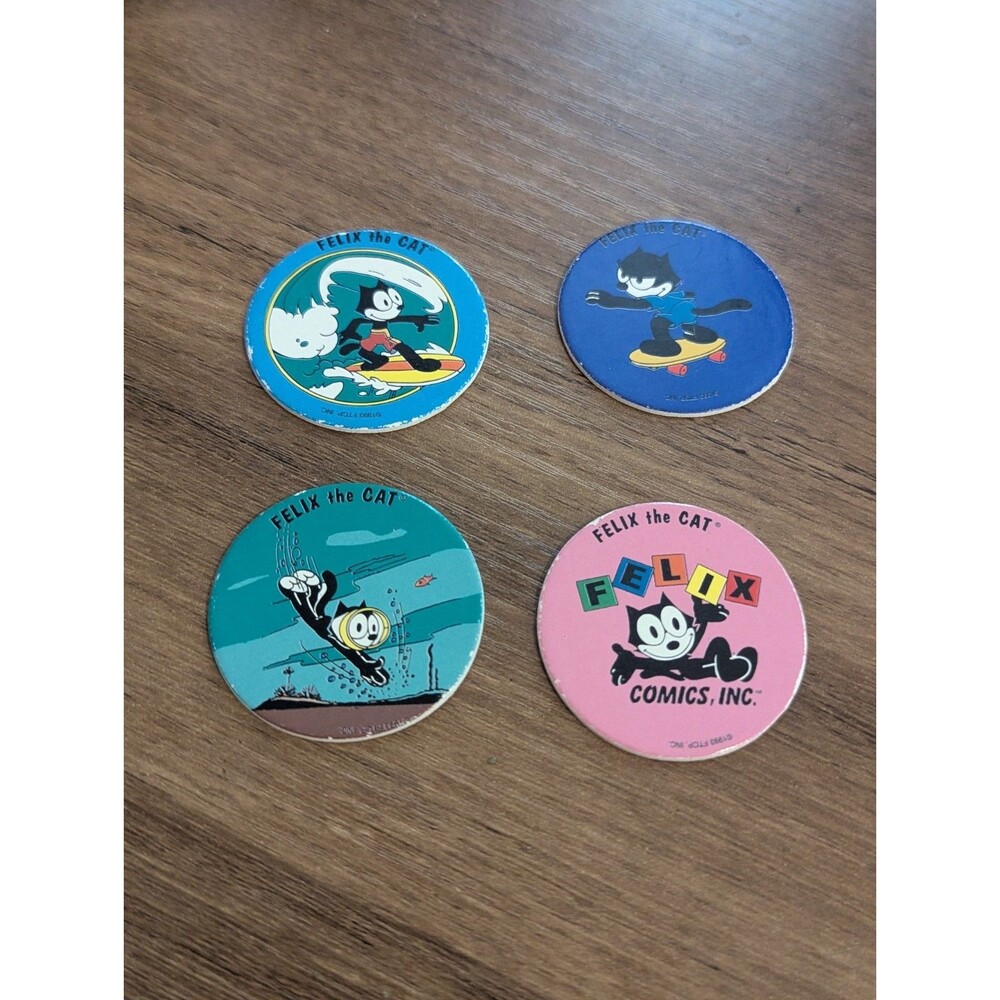 Vintage 1993 Felix the Cat Set Of 4 Pog Slammers‎ Pogs Milk Caps - Picture 3 of 4